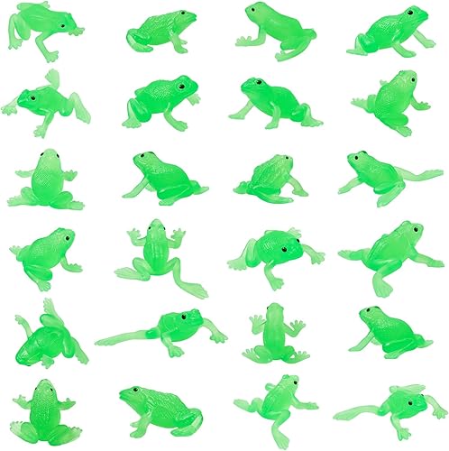 Jenaai Paquete de 24 mini ranas de goma de juguete realistas de ranas de Pascua, figuras de animales de la selva tropical para Pascua, recuerdos de
