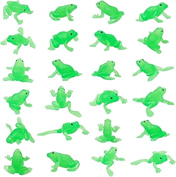Jenaai 24 Pack Mini Rubber Frog Toy Tiny Realistic Passover Frogs Toy Rainforest Animals Figures for Passover Party Favors Early Education Teaching Aids Home Decors Food Models Photo PropGreen