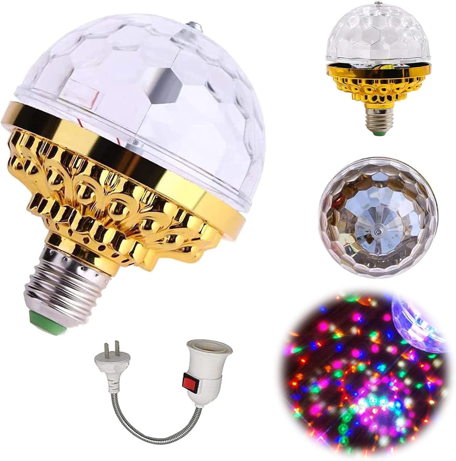 Pousbo Colorful Rotating Ball Light, 2023 New Led Disco Ball Colorful