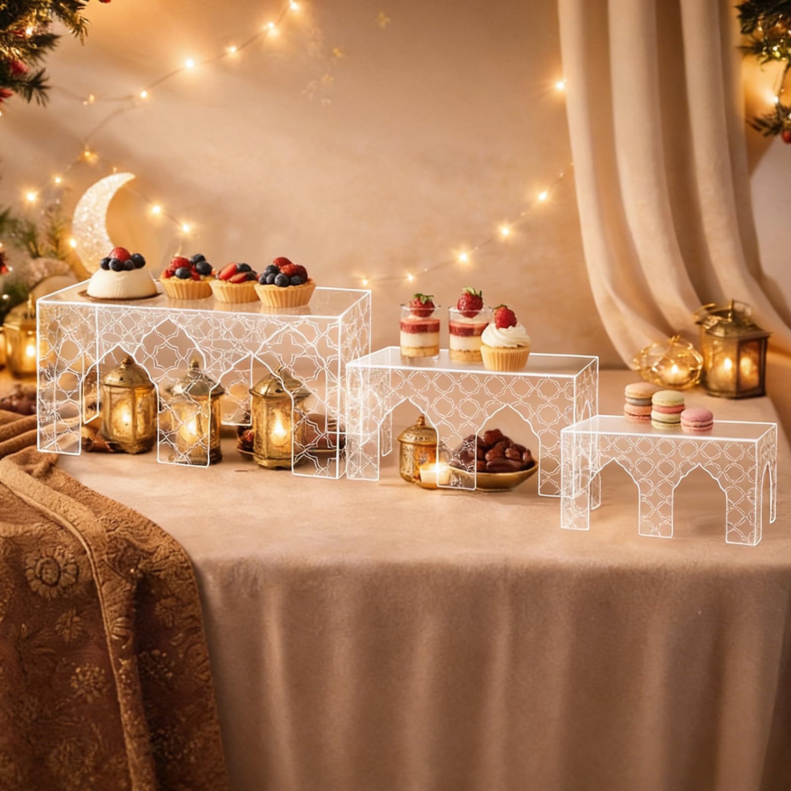 Espositore per dolci e snack durante le feste, in acrilico, stile mediorientale, elegante, trasparente, per esporre dolci e snack durante le feste