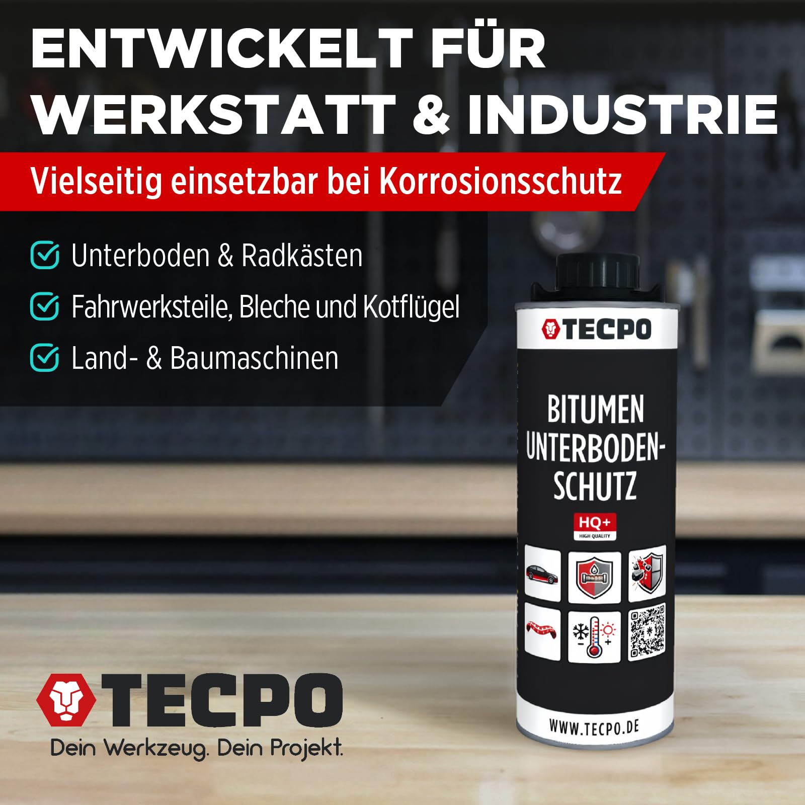 TECPO Unterbodenschutz Bitumen Schwarz 5 Liter UBS Saugdose Steinschlagschutz Korrosionsschutz Rostschutz Unterboden Auto Kfz Langzeit