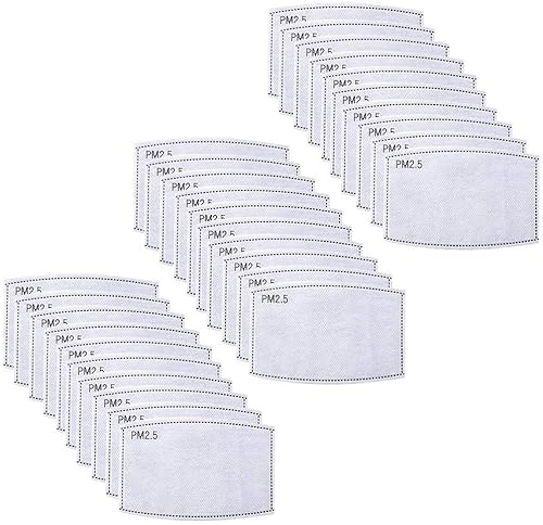50 filtros de carbón activado PM 2.5, papel de filtro reemplazable antiempañamiento antipolvo con filtro protector de 5 capas para máscara