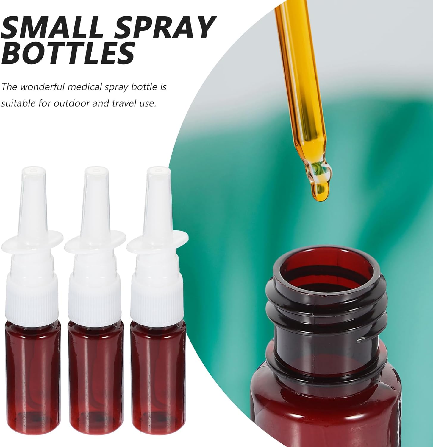 ARTIBETTER Empty Nasal Spray Bottle Amber Plastic Fine Mist Sprayers Refillable Container for Essential Oils Aromatherapy Perfume 15ml 10pcs (Pack of 2)