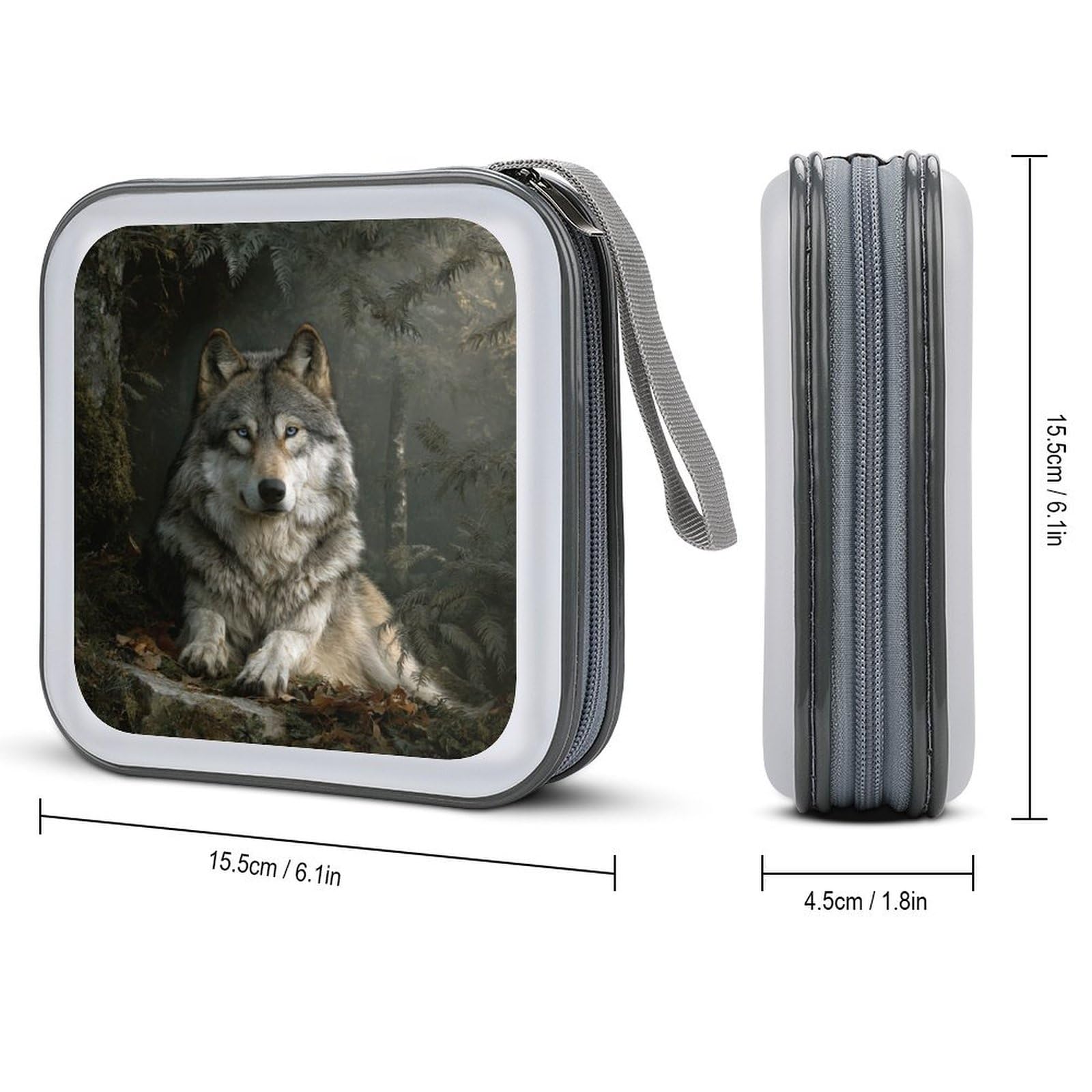 DuduYH Majestic Wolf in The Forest CD Case DVD Storage Case Portable for Car Home Travel