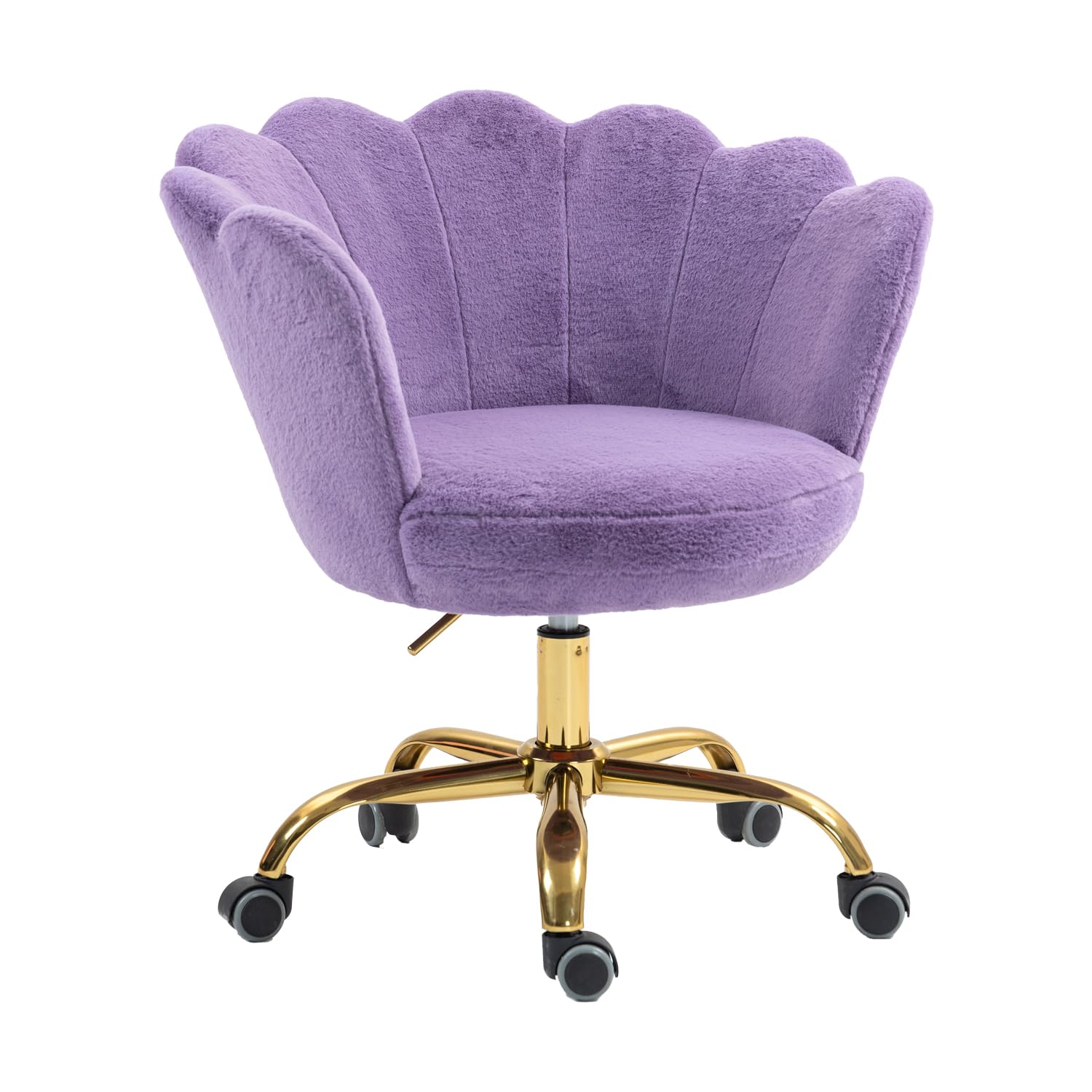 ZOBIDO Comfy Home Office Task Chair with Wheels, Cute Modern Upholstered Velvet Seashell Back Adjustable Swivel Vanity Desk Chair, for Women,for Girls