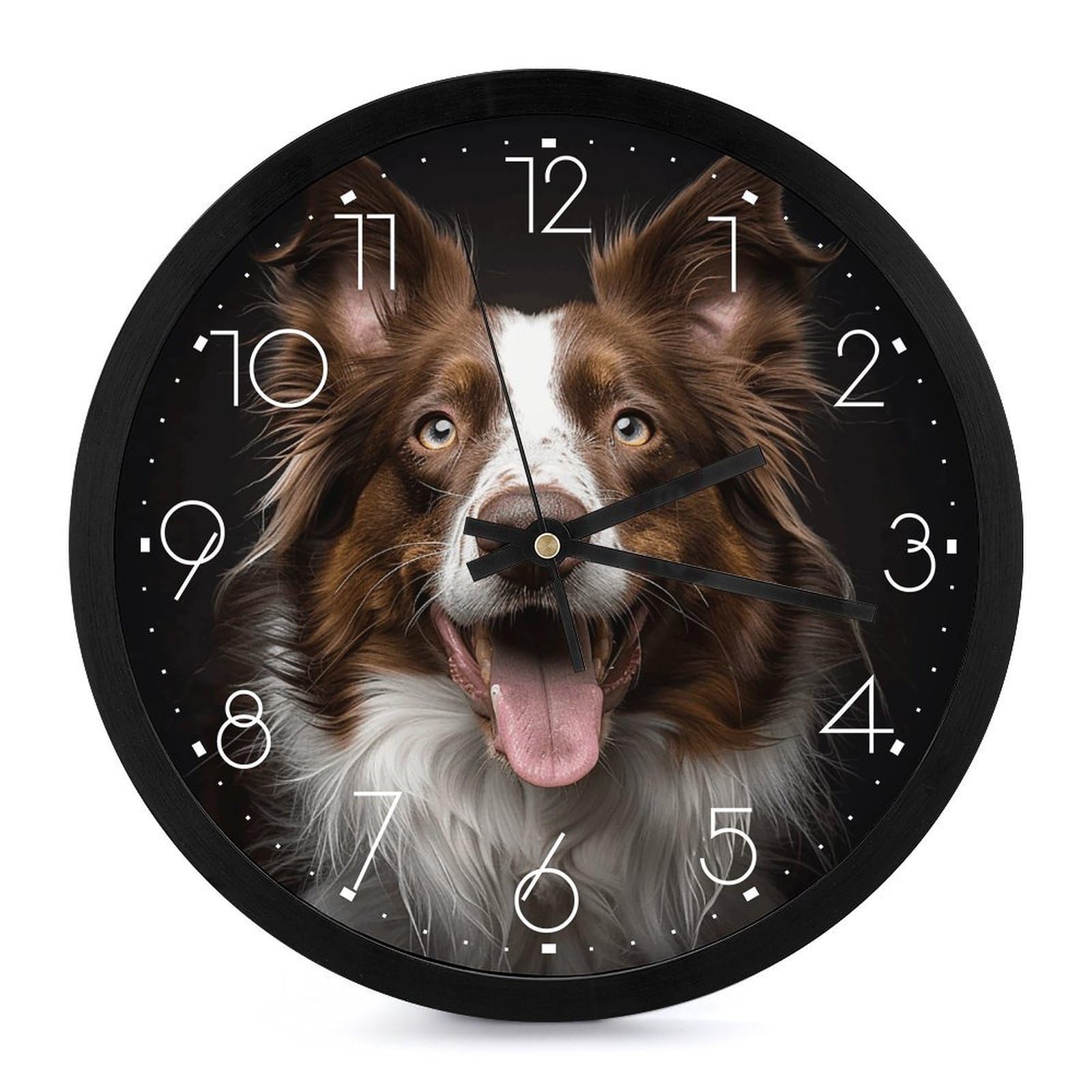 Jolie horloge murale grand cadran facile à lire motif chien idée cadeau