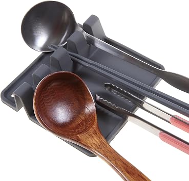 Silicone Utensil Rest with Drip Pad for Multiple Utensils, Upgrade Hanging Design, Heat-Resistant, BPA-Free Spoon Rest for Stove Top, Kitchen Utensil Holder for Spoons, Ladles, Tongs & More-2 Pack
