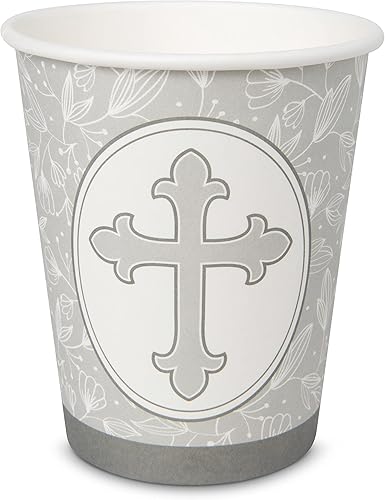 Miniatura 6 de Royal Bluebonnet Platos y servilletas grises para bautizo, juego de 24 platos de papel (7 y 9 pulgadas), servilletas y tazas, suministros