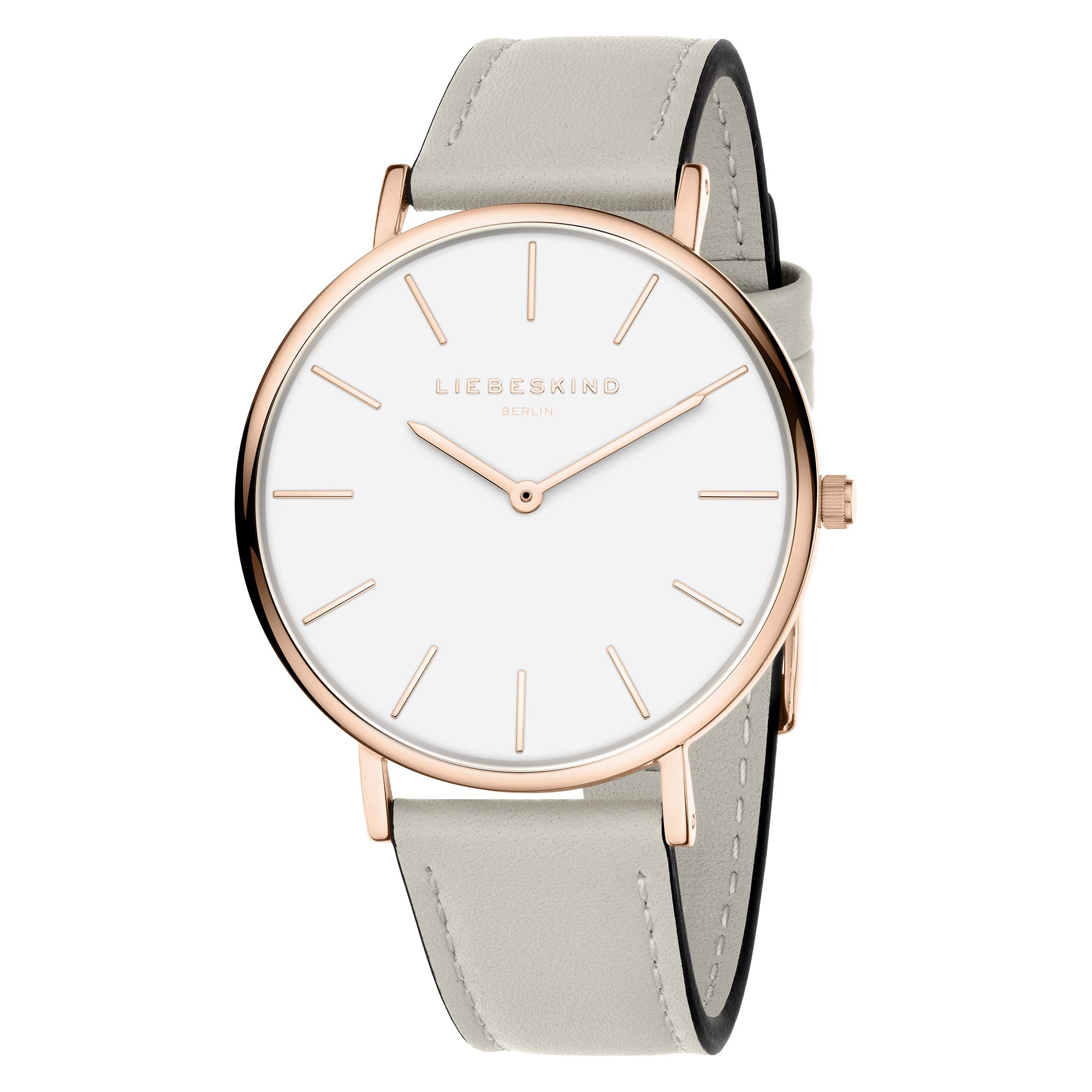 Liebeskind Time & Jewel Damski analogowy zegarek kwarcowy ze skórzanym paskiem LT-0374-LQ, różowe złoto