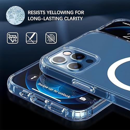 Miniatura 3 de Funda magnética para iPhone XR compatible con MagSafe, no se pone amarilla, protección de grado militar, ultra fina a prueba de golpes, transparente