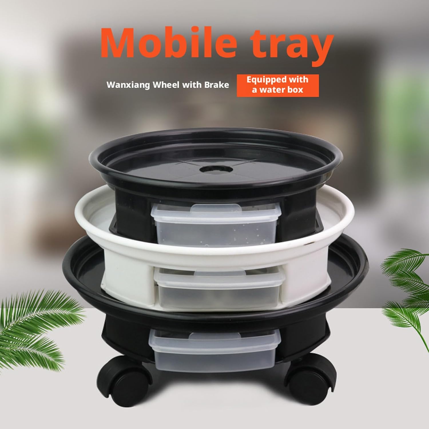Movable Container Tray with Wheel Heavy Duty Rolled Plant Rack Square Indoor for Storage Balcony Gardening Plant Bracket with