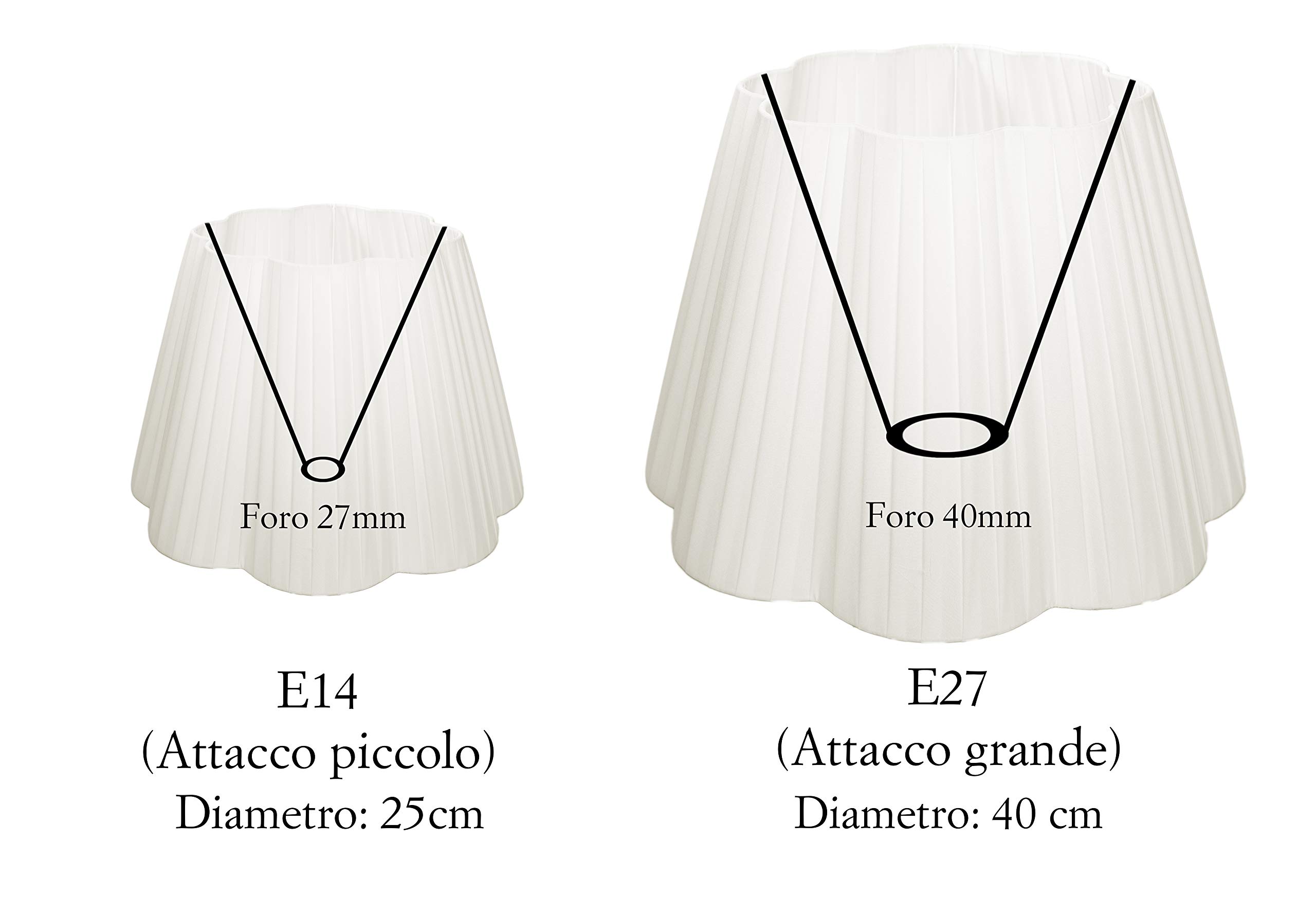 Paralume Margherita per lampada e lampadario fatto a mano in tessuto seta in 12 colorazioni differenti (Avorio, 50cm (attacco E27))