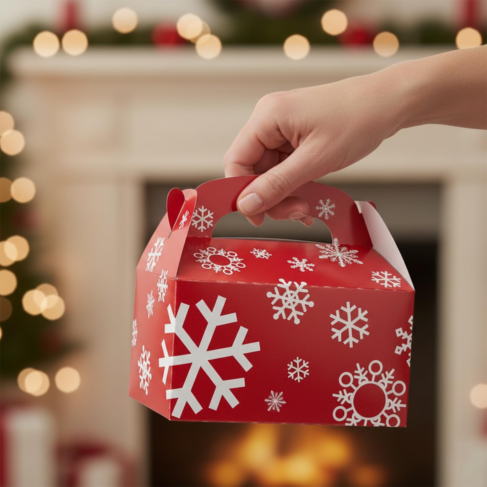 Red & White Snowflake Treat Boxes - 12 Pack -4 Red & White Snowflake Treat Boxes - 12 Pack -4