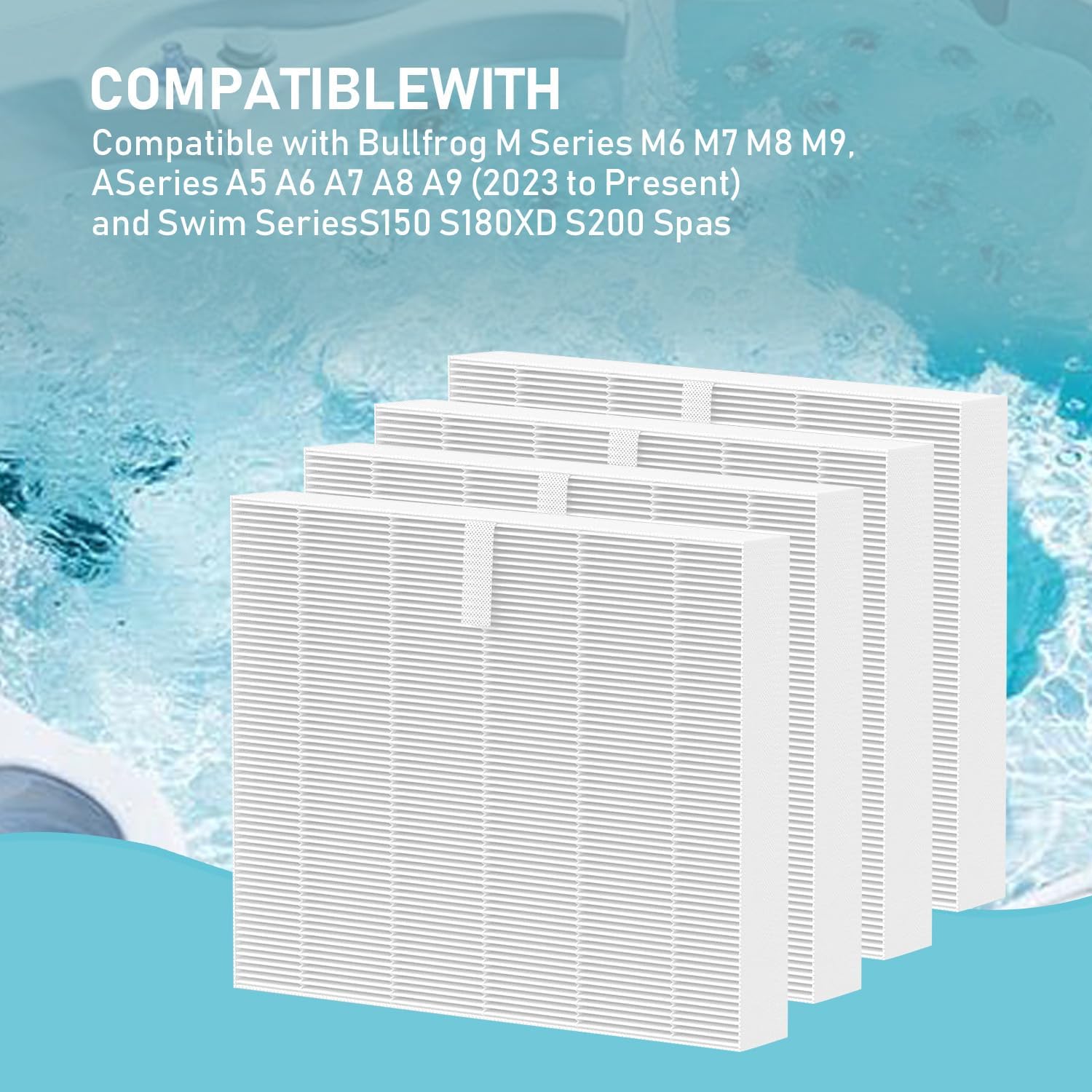 10-00814 Hot Tub Spa Simplicity Flat Filters Compatible with Bullfrog M Series M6 M7 M8 M9, A Series A5 A6 A7 A8 A9 (2023 to Present),4 Pack