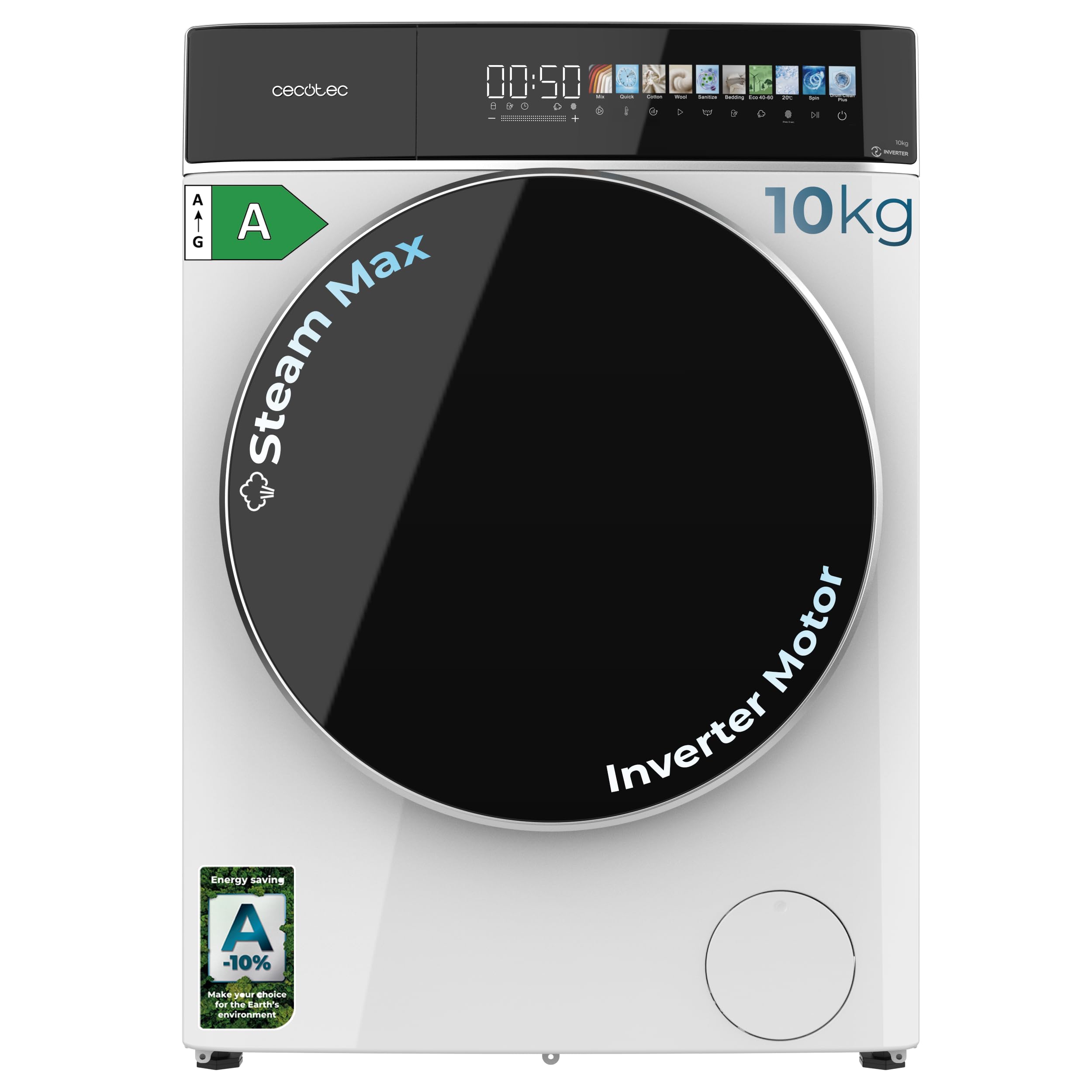 Cecotec Bolero DressCode 10900 Inverter FullColor A Max. 2000W, 1400rpm, 11 Programs, Inverter Plus Motor, Class A, SteamMax, 10.3" FullColor Screen