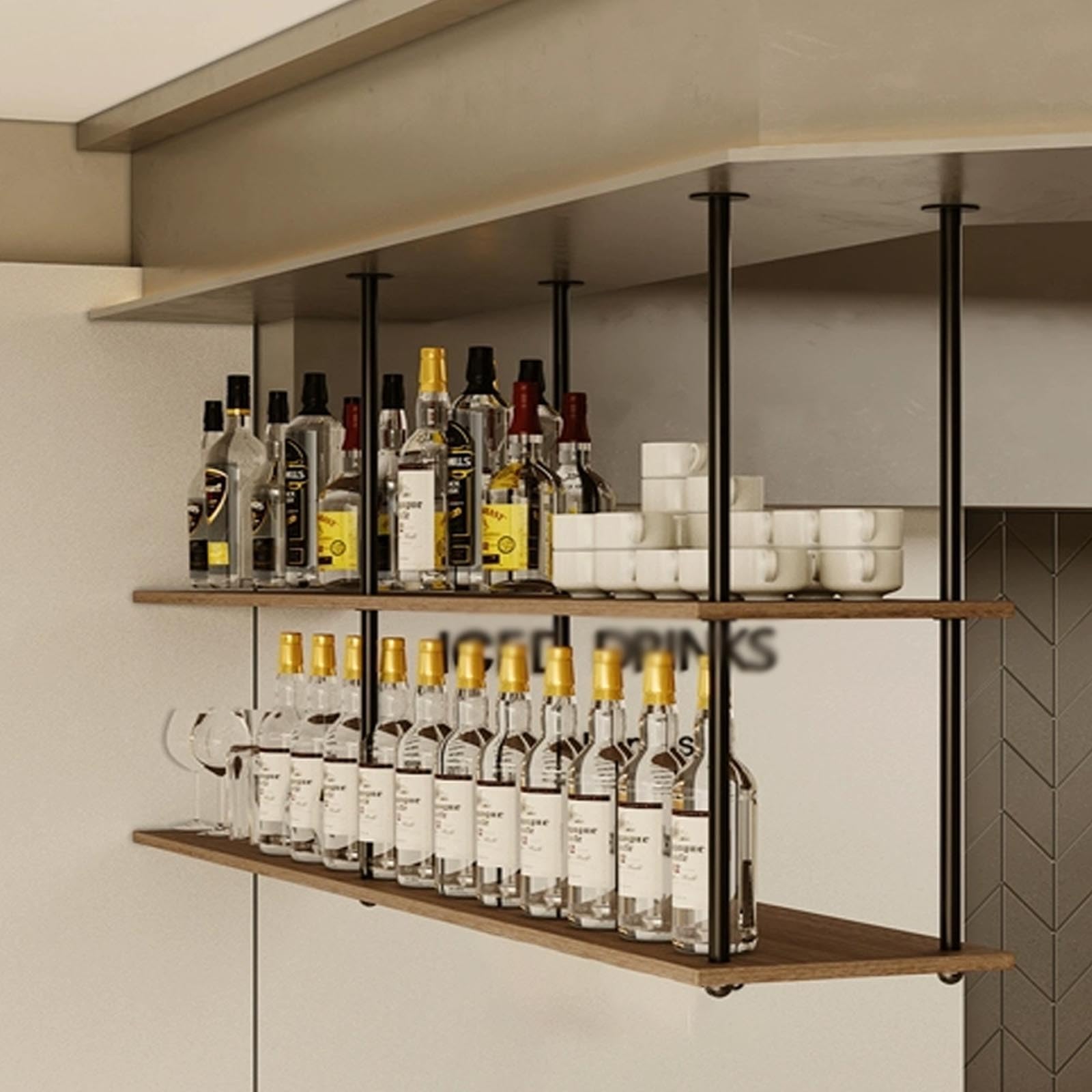 Supports à vin suspendus pour verres et porte-bouteille flottant de restaurant commercial
