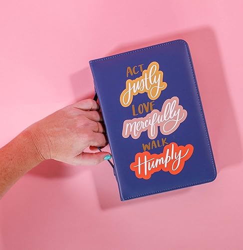 Vista 5 de Eccolo - Funda con cremallera para Biblia y libro para hombres y mujeres, sostiene y protege Biblias estándar de 5.5 x 8.5 pulgadas Actuar Justly