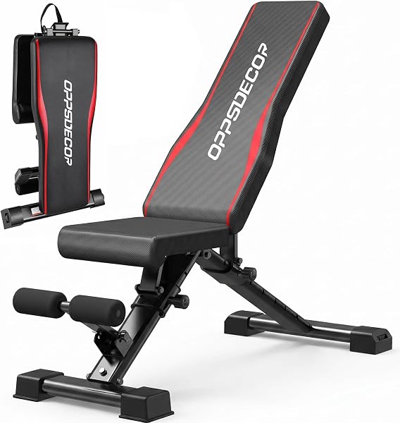 OPPSDECOR Adjustable Weight Bench, 900LBS Incline Decline Flat for Home Gym