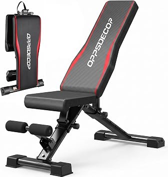 OPPSDECOR Adjustable Weight Bench, 900LBS Incline Decline Flat for Home Gym | Incline Decline Flat Bench Press, 8+4+2 Positions, 18.5in Seat Height, 99% Pre-Assembled, Fits 5-6ft Users, Folds in 1 Min