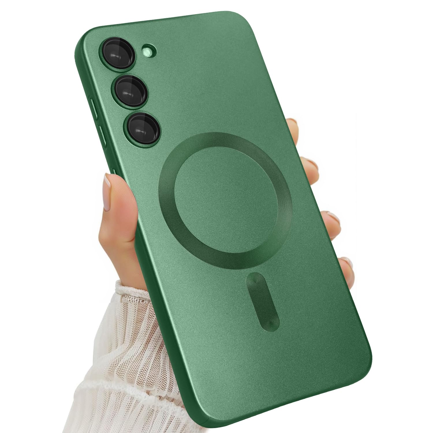 Amzfield Magnetic for Samsung Galaxy S23 Plus Case for Women Men Girls [Compatible with MagSafe] [Camera Lens Protector] Matte Cute Slim Soft Silicone