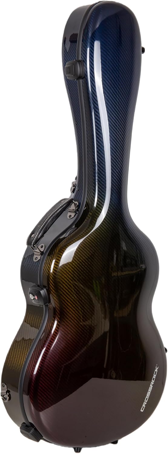 Crossrock Air Carbon 4/4 Classical Guitar Flight Case – Forged Carbon Fiber with Nebula Texture – TSA Lock & Ergonomic System – Lab-Tested Impact Resistance (CRF6030CNU)