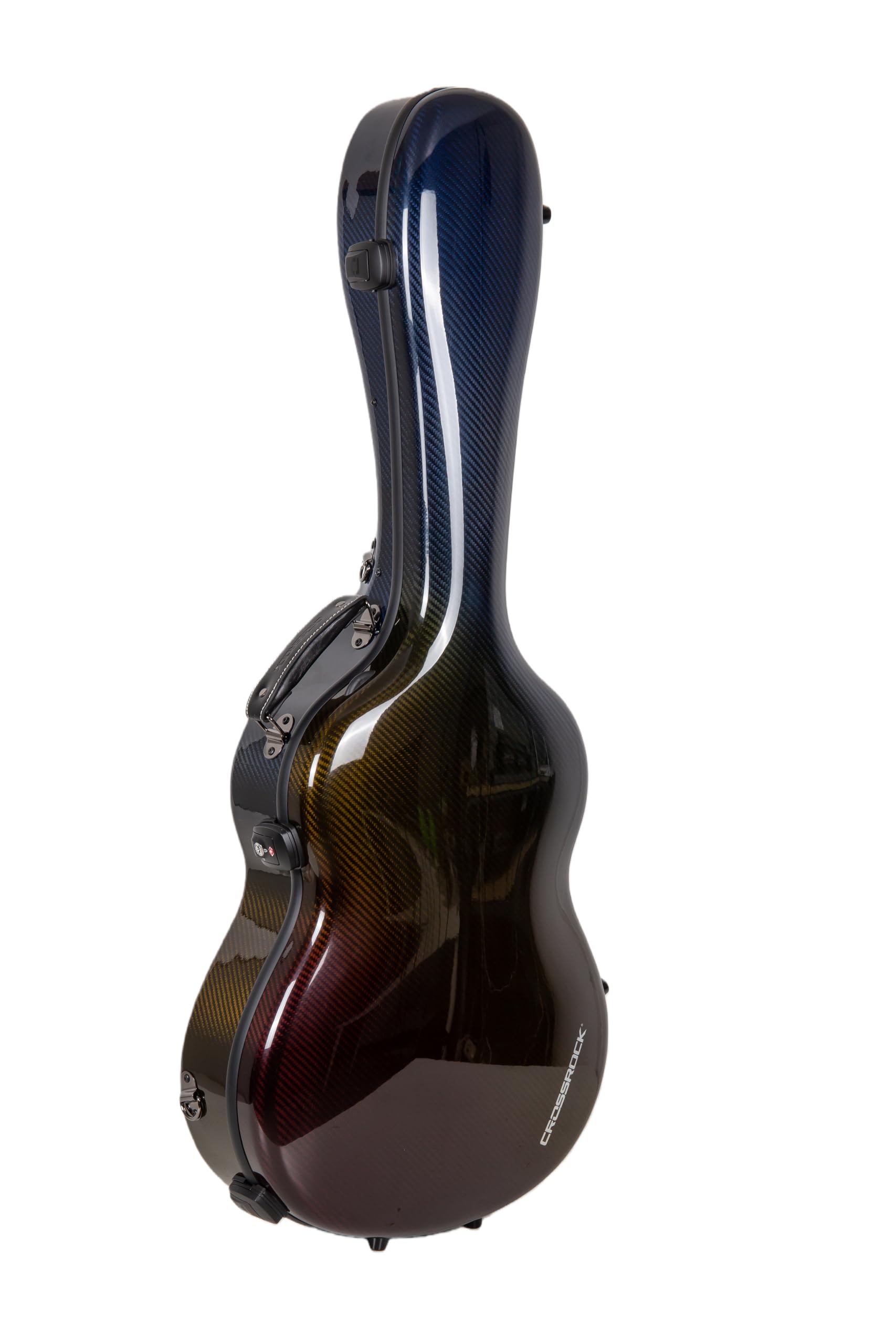 Crossrock Air Carbon 4/4 - Funda de vuelo para guitarra clásica, fibra de carbono forjada con textura de nebulosa, bloqueo TSA y sistema ergonómico, resistencia al impacto probada en laboratorio
