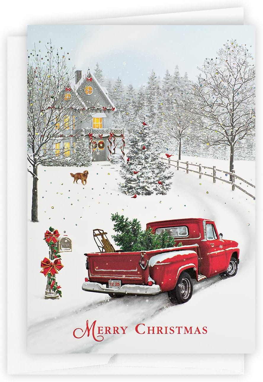 The Gallery Collection, 25 Count Card Pack, Christmas Cards with Foil Lined Envelopes (Christmas Delivery), For Business or Consumer