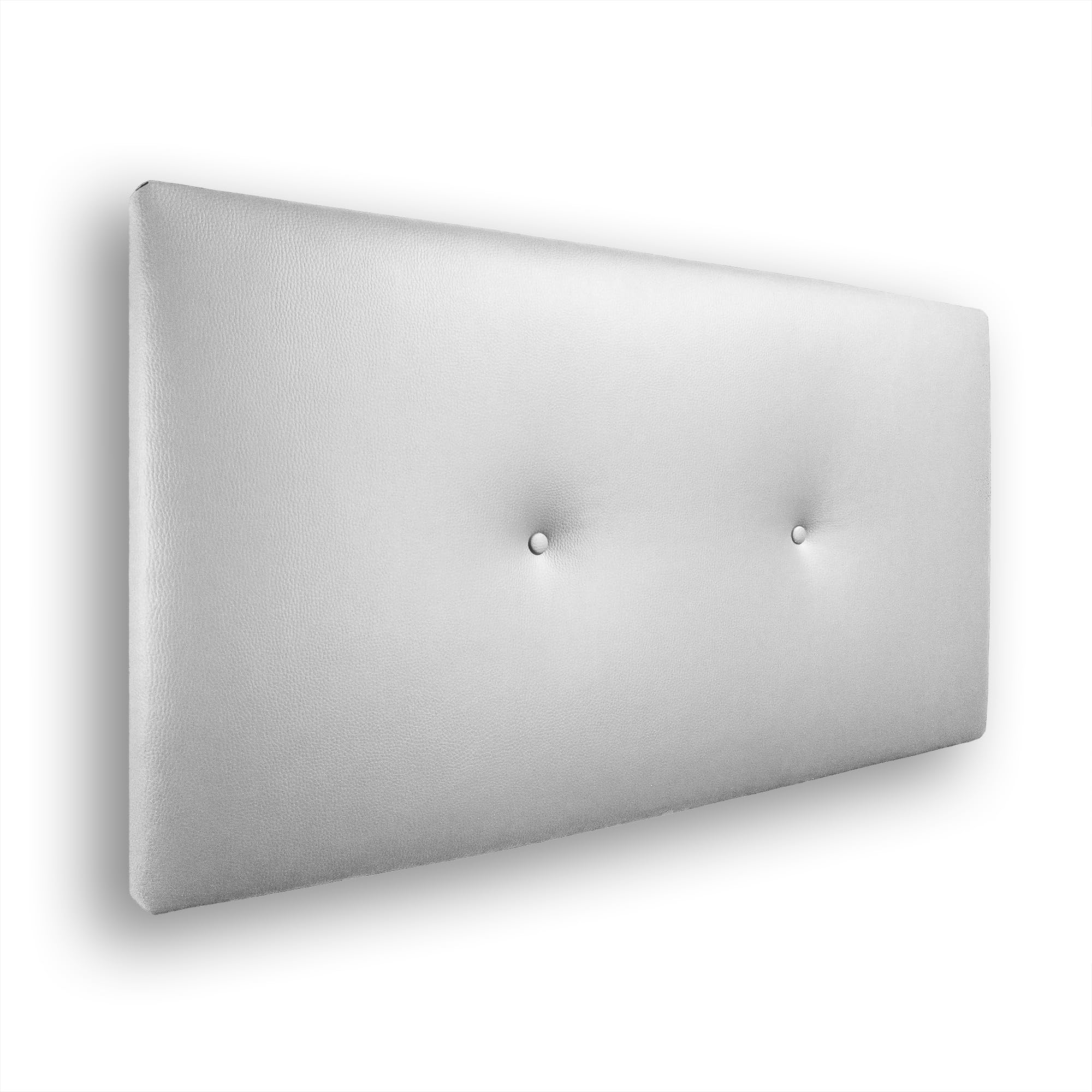 Silcar Home - Cabecero Silvi Tapizado, Estructura Madera, Hilera Botones Estilo Moderno - Fácil Instalación, Acolchado Confort - 90 cm, Polipiel Blanco