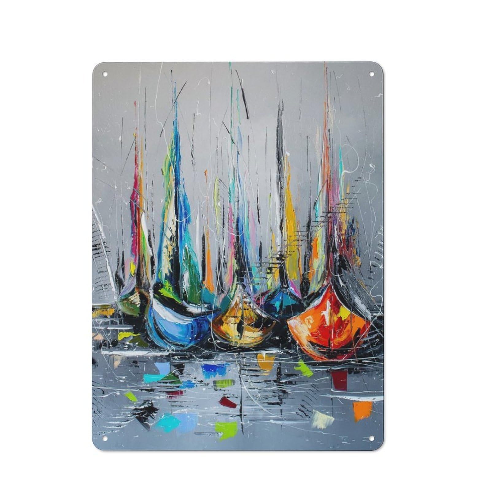 Junmoney Style-24 Waiting For Sailing Vintage Tin Sign 40X30cm, Rustic Bistro Wall Plaque For Coffee Bar, Kitchen, Bistro Or Tea Corner