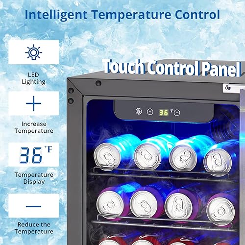 Miniatura 4 de Towallmark Refrigerador de bebidas, refrigerador de bebidas de 3.2 pies cúbicos  Capacidad de 115 latas, enfriador de bebidas pequeño con compresor