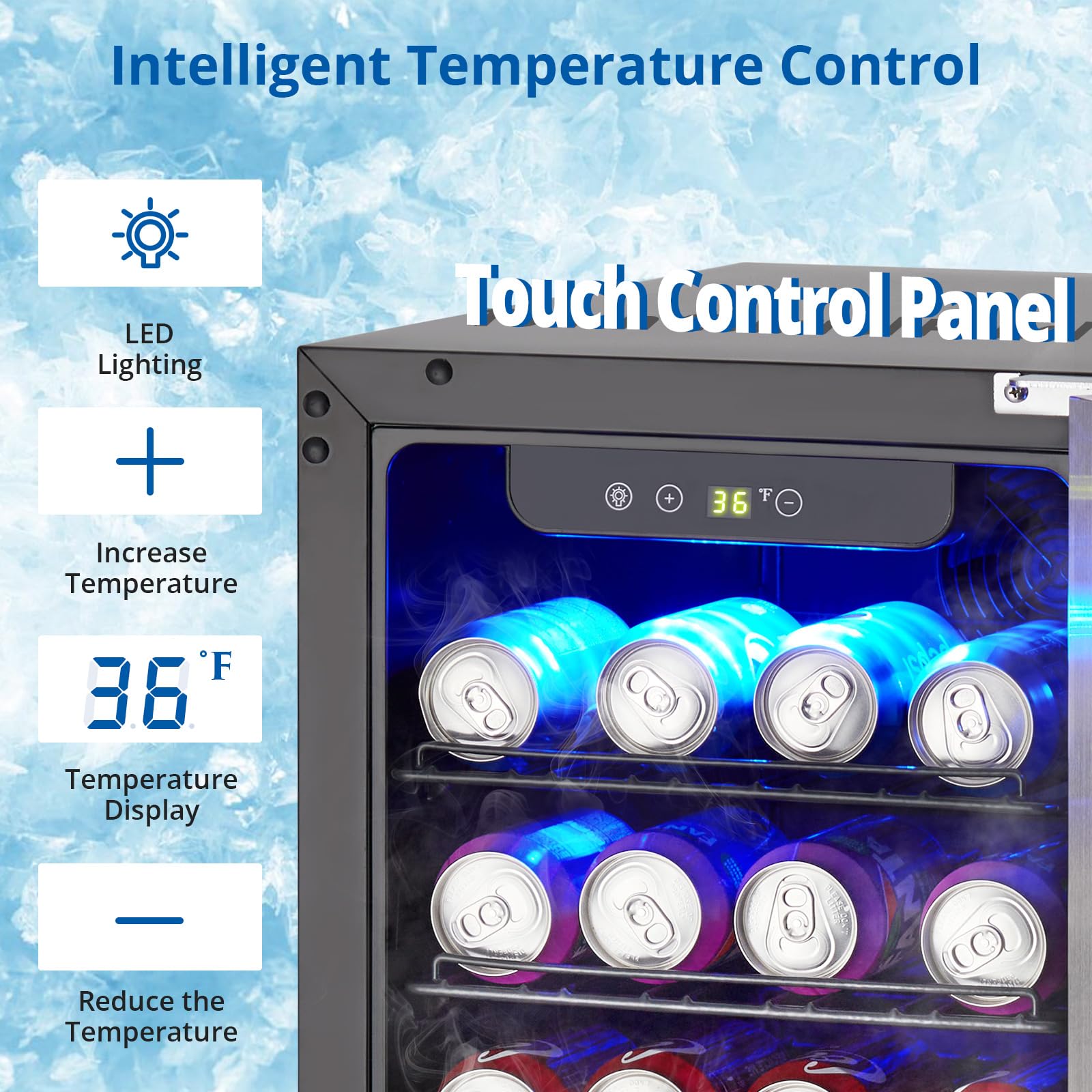 Garvee Beverage Refrigerator, 3.2 Cu.Ft Beverage Fridge|115 Cans Capacity, Small Beverage Cooler With 36~60°F Adjustable Digital Temperature Control Compressor And Safety Lock on Fridge.com - View 4