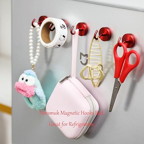 Vista 276 de NEOSMUK - Ganchos magnéticos de alta resistencia con imanes extrafuertes para colgar en refrigerador, crucero, cabinas o parrilla, color blanco
