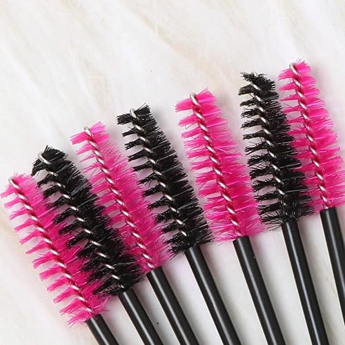 Miniatura 4 de Ocim 100 carretes desechables para pestañas, varitas de rímel para extensiones de pestañas y cepillo de cejas con recipiente, color negro