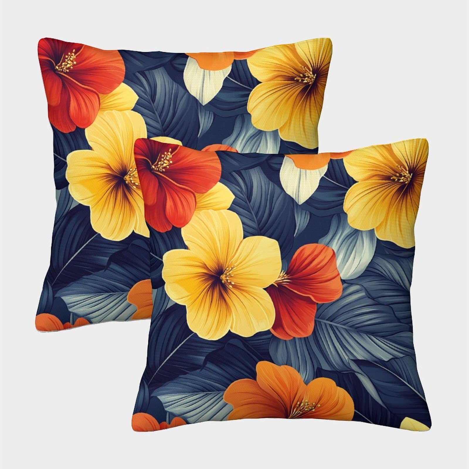 kaiyun 2 Pack Tropical Pattern - Floral Pillowcase 45x45cm, Cushion Cover,3D Digital Printing Bed Sofa Decorative