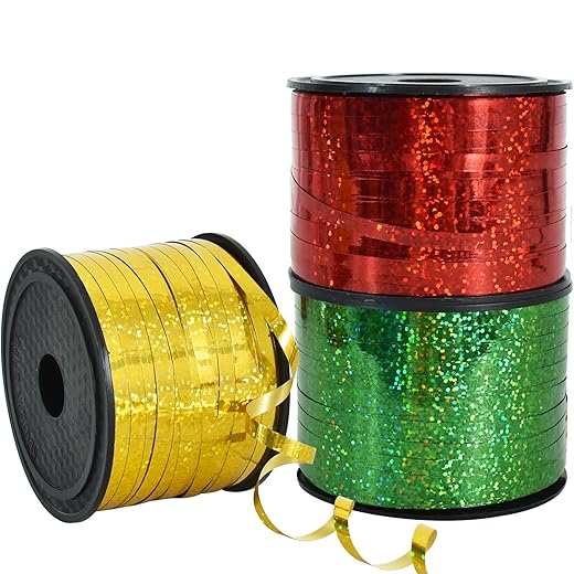 BEISHIDA 3 Pack 100 Yards Gold Red Green Ribbon