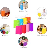 Vista 6 de 48 bolsas de regalo a granel, 8 colores de papel de estraza bolsas de recuerdo de fiesta con asa, bolsas de regalo arcoíris para cumpleaños, regalo