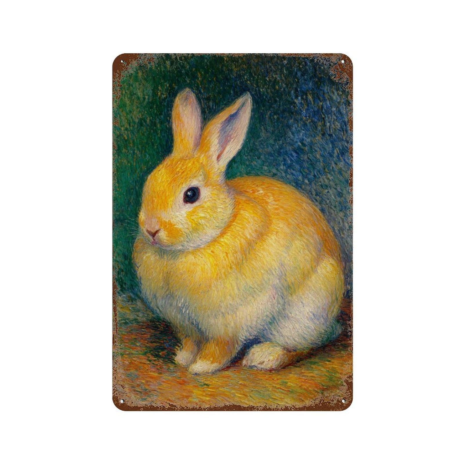 Retro Metal Sign Golden Rabbit Art Print 11.8"x7.9", Decorative Metal Wall Art for Pub, Kitchen And Man Cave Decor
