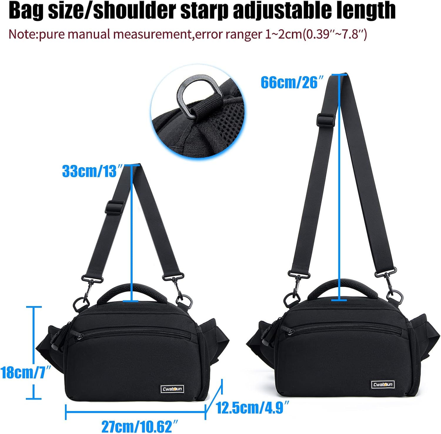 Cwatcun Waist Camera Case DSLR SLR Bag Sling Shoulder Camera Bag Water Resistant Pack for Camera Carrying Case for photographer Hiking Shooting Traveling Men Women - Image 4