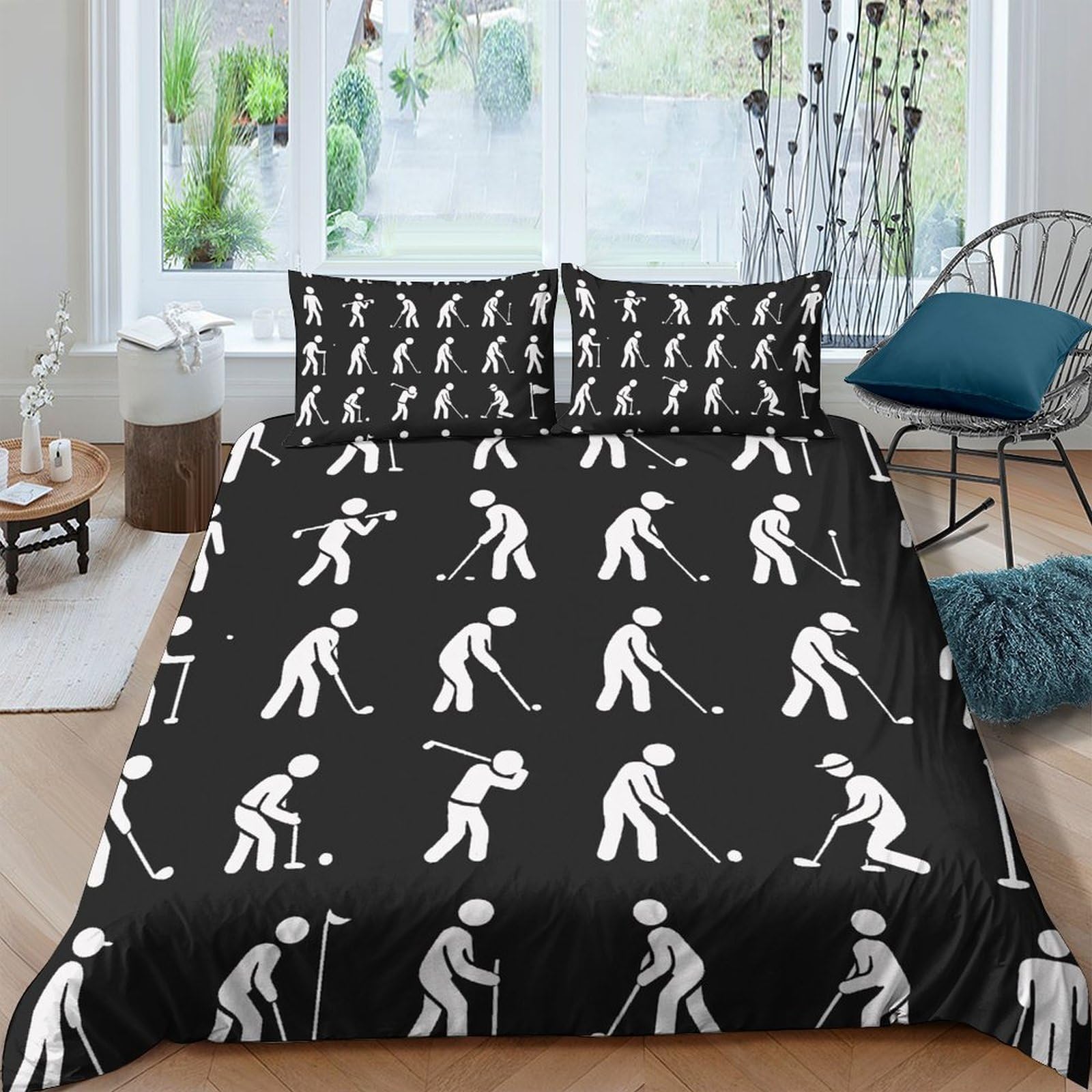 Ctjqhvkz Style-6 3D Printed Black Hockey Player Fitted Sheet Microfiber Soft Non-Slip Bed Cover For Bedroom Guest Room Decor Single（135X200cm）