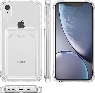 iPhone XR جراب حماية ناعم ومضاد للخدوش والصدمات من البولي يوريثين المقاوم للحرارة بتصميم رفيع مع حامل كروت لموبايل ايفون شفاف