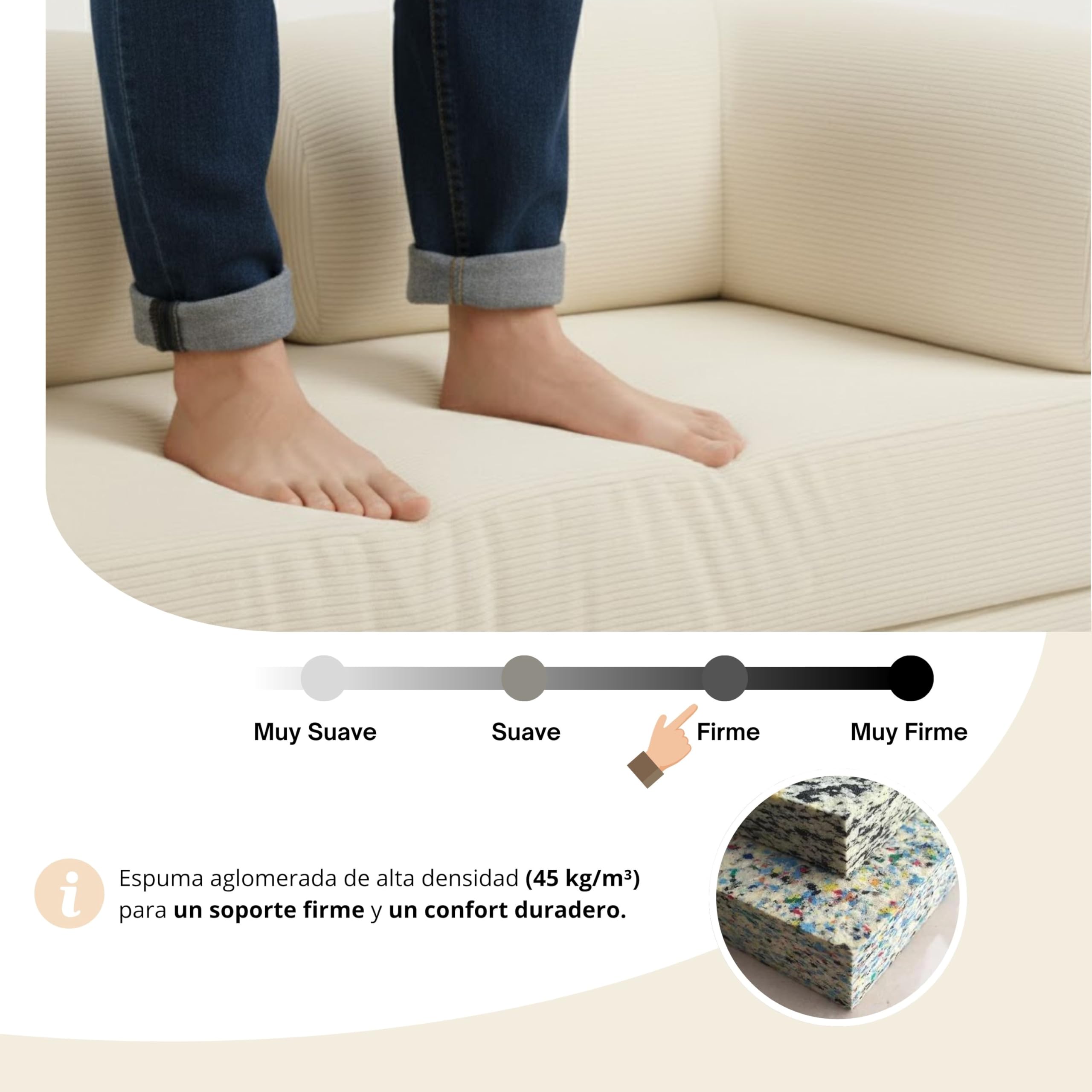 bananair - Sofá Cama de 2 Plazas Fabricado en Francia - Sofá Modular de Espuma de Alta Densidad y Tejido de Pana - Diseño Innovador Boneless, Enviado Comprimido (Beige)