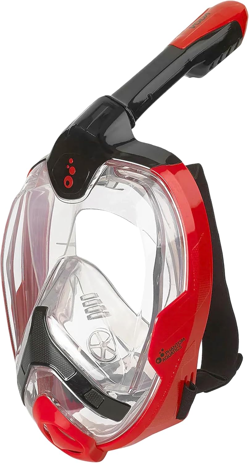 Phantom Aquatics Original Full Face Snorkel Mask- Advanced Safety Breathing System Allows More Fresh Air While Snorkeling -180 Panoramic Viewing Anti Fog Anti Leak Foldable Snorkeling Mask