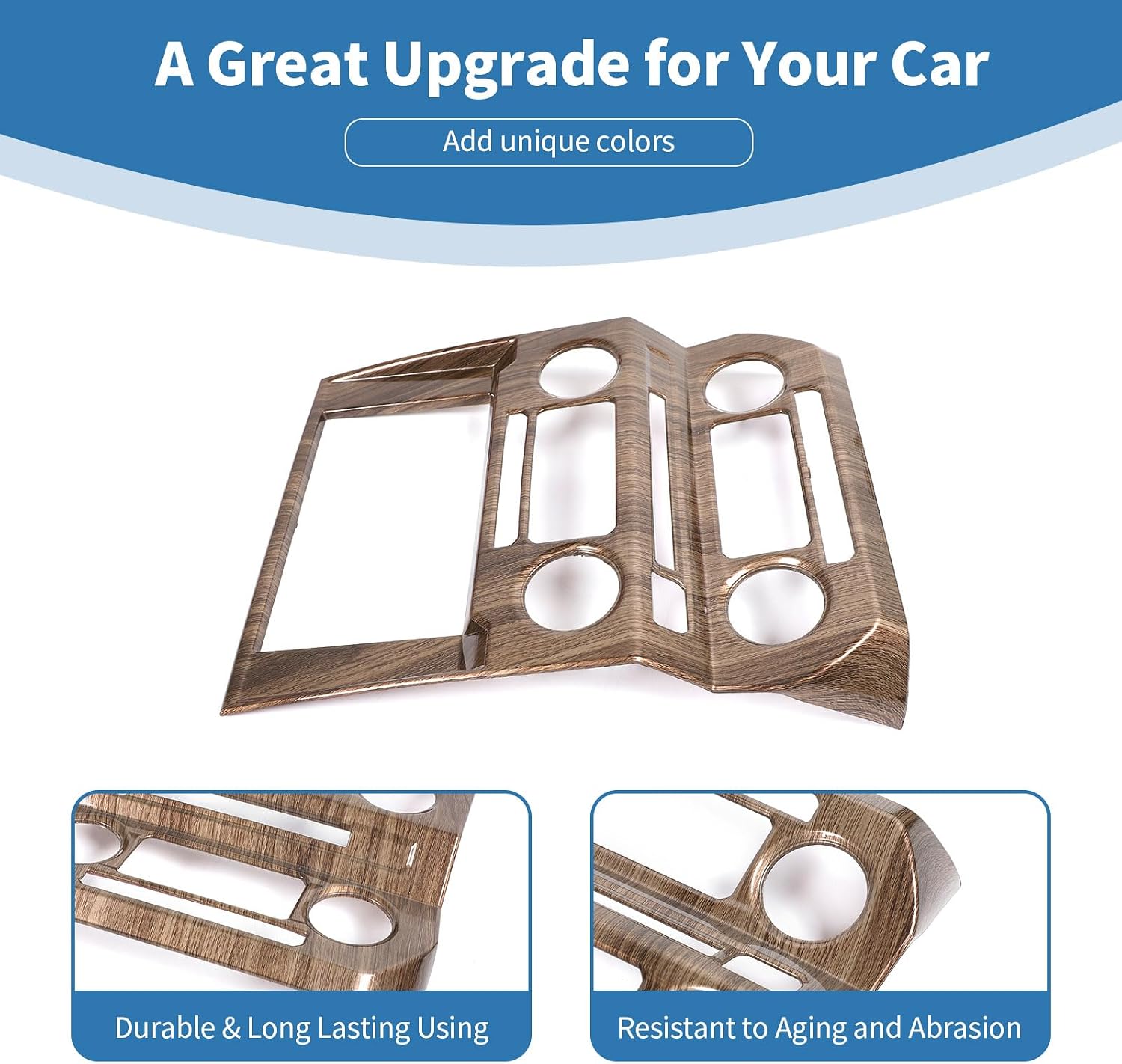for F150 Dash Center Control Panel Radio Cover Trim Fit for Ford F150 2015-2020 Brown Wood Grain Interior Accessories 1pc