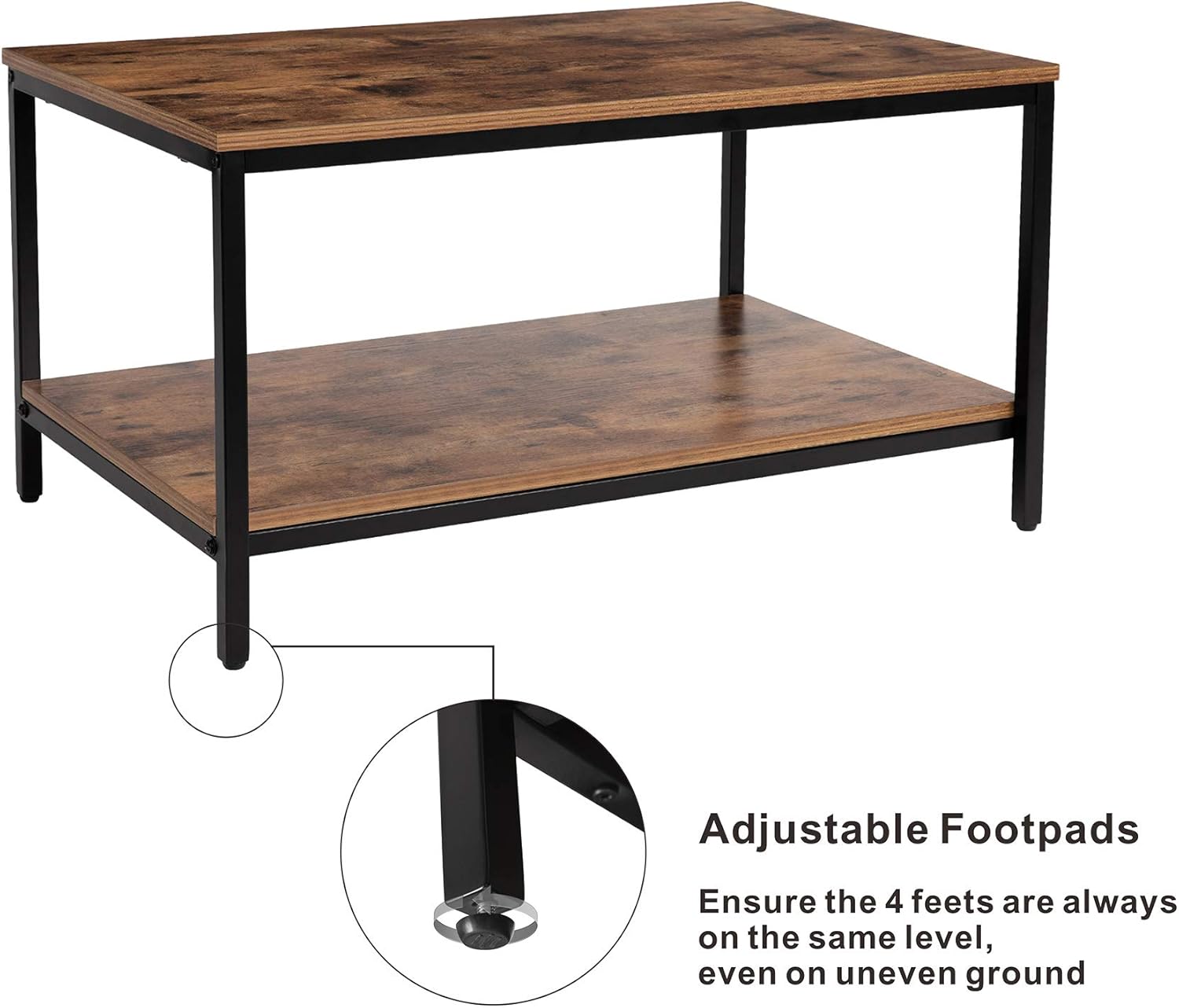 Rеvіеw Dіѕсоunt KOZYSPHERE Coffee Table with Metal Frame,2-Tier Tea Table with Storage Shelf,Cocktail Table TV Stand Side End Table, Accent Furniture for Home Office Living Room