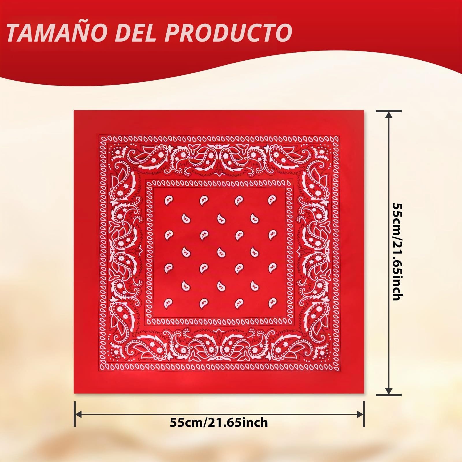 Foulard Carré para Hombre y Mujer, Pack de 12 Bandanas Paisley Estilo Cowboy