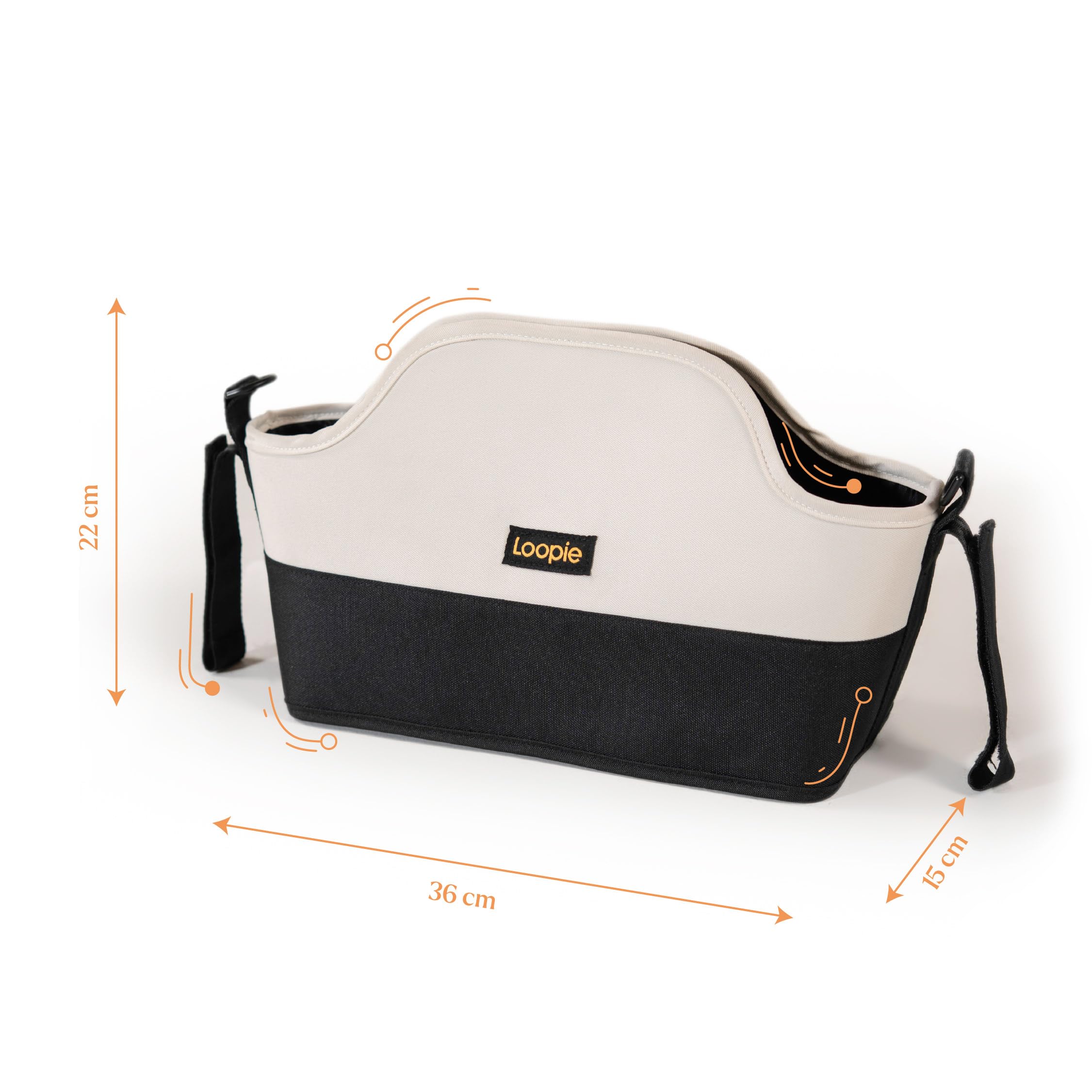 Loopie Organiser Bag Baby Stroller Organiser Bag | Caddy Bag | Universal Fit | Magnetic Closure | Ivory Marble 2