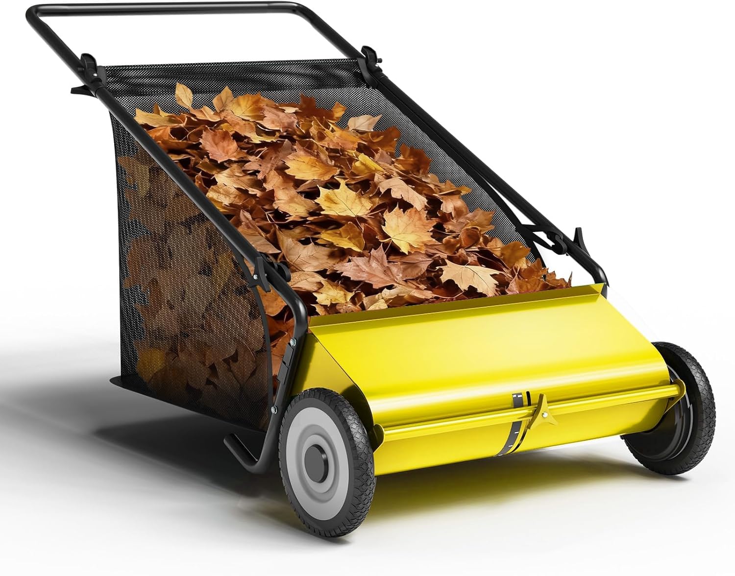 26-Inch Heavy-Duty Push Lawn Sweeper | Commercial Grade with 4 Reinforced Spinning Brushes, 7 cu. ft. Large Collection Bag, Tool-Free Height Adjustment for Leaves, Grass Clippings & Debris