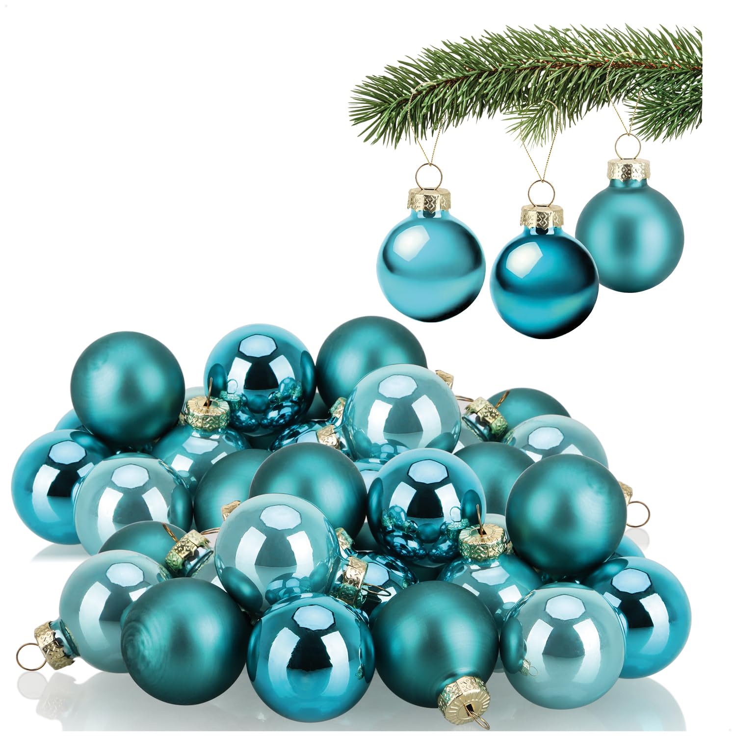 Com-Four Green Emerald Com-Four® 40X Christmas Balls - Tree Decorations For The Christmas Tree - Glass Balls Ø 3 Cm - Christmas Decoration - Small Christmas Tree Balls Made Of Real Glass For Christmas