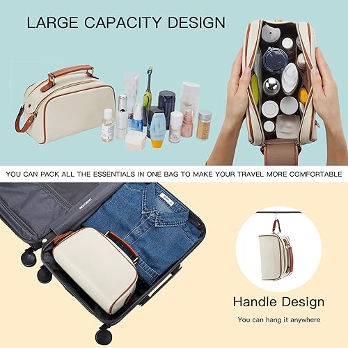 Miniatura 6 de Telena Neceser de viaje para maquillaje, bolsas de cosméticos para mujeres, impermeable, de piel sintética, organizador portátil de gran capacidad,