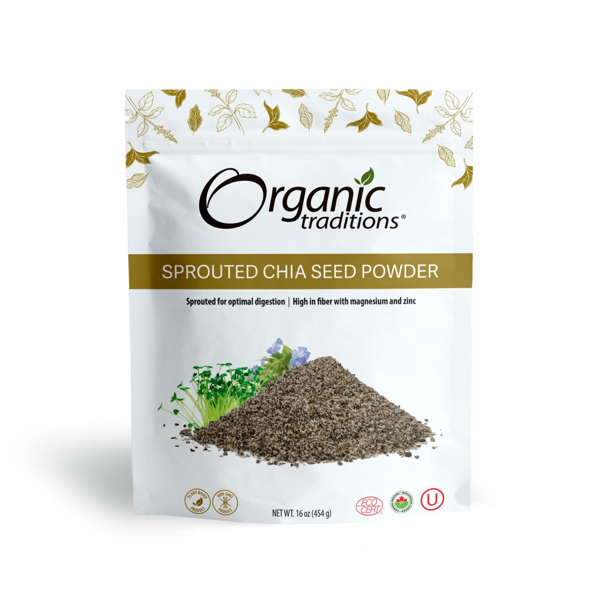 Organic Traditions Sprouted Chia and Flax Seed Powder, Organic Chia and ...
